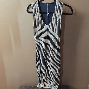 Wolford Black and Cream Zebra Midi Dress